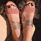 Large size women's flat sandals slippers from Plush Fashion Hub, featuring comfortable open-toe design and casual slip-on style.