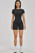 Fitglutes Activewear Zenith T-shirt and shorts 2-piece set, gym and workout clothes, stylish sportswear for active wear.