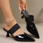 Shopimist point toe flare heel sandals with stylish open-toe design and sleek heel for elegant summer footwear.