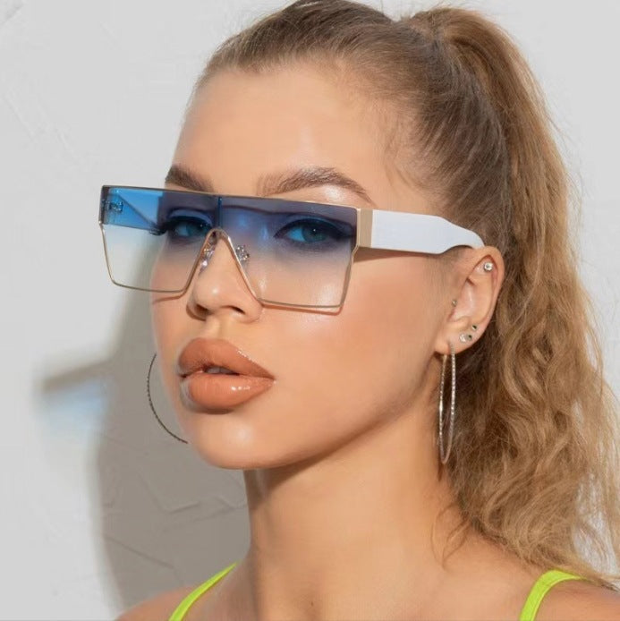 Square metal frame sunglasses by FitiqueFit, European hip-hop fashion eyewear with sleek design and modern style.