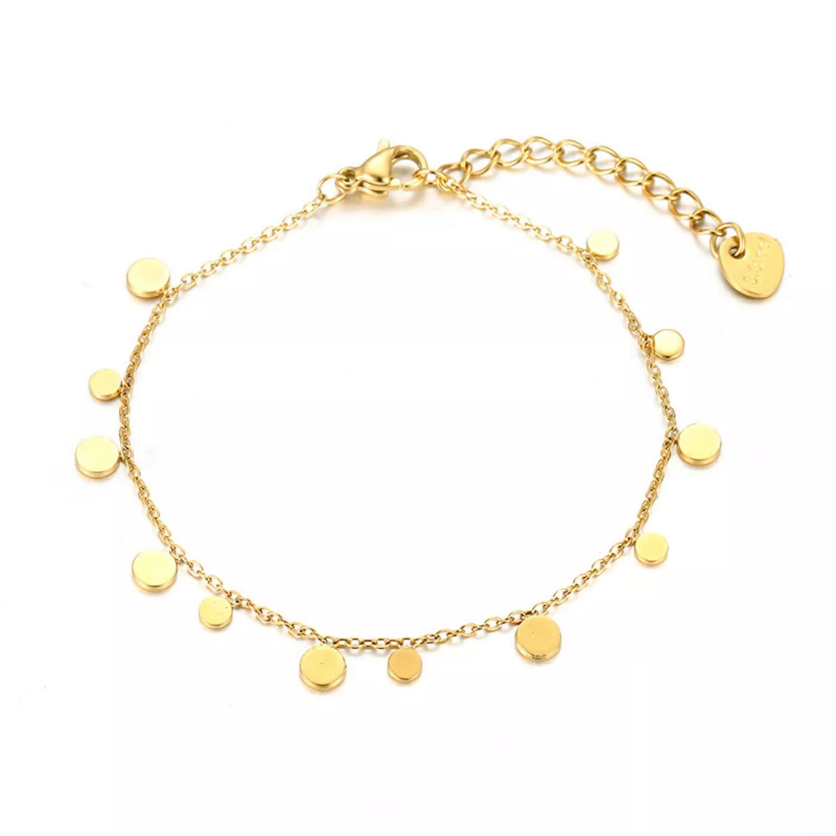 18K gold-plated charm bracelet with various decorative charms, stylish and shiny jewelry piece from Shopimist.