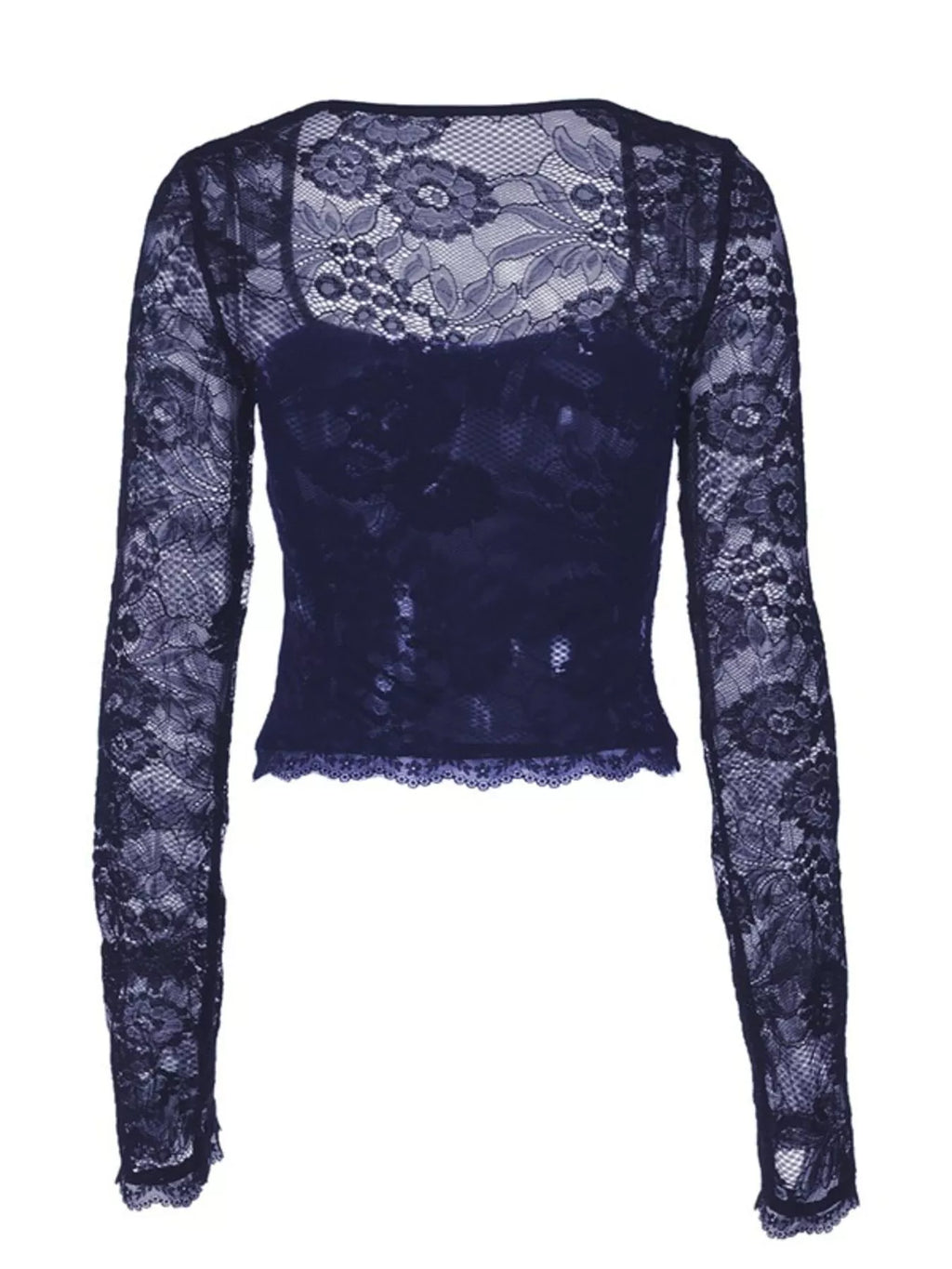 White sheer lace sleeve square neck t-shirt from Shopimist, featuring a stylish square neckline and delicate lace details.