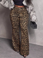 Leopard print wide leg pants from Shopimist with a relaxed fit and high waist, displayed on a neutral background.