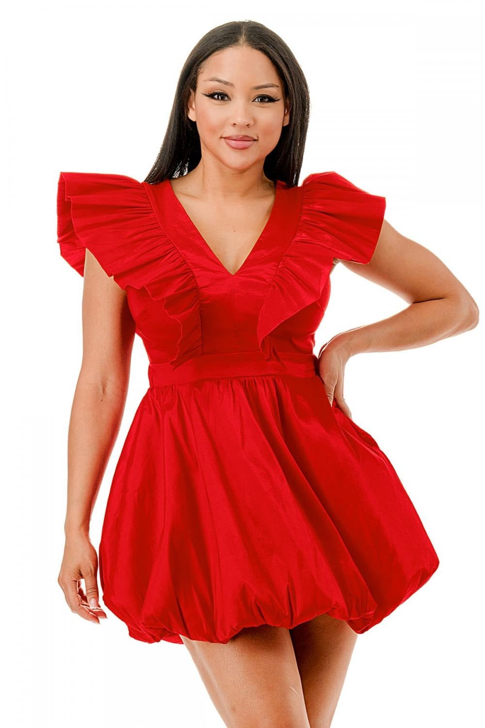 Deep V-neck sleeveless dress by The House of Stylez features a fitted silhouette and elegant design for stylish occasions.