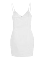 Plus size Shopimist zip-front bodycon mini dress, full-length view highlighting the fitted silhouette and stylish design.