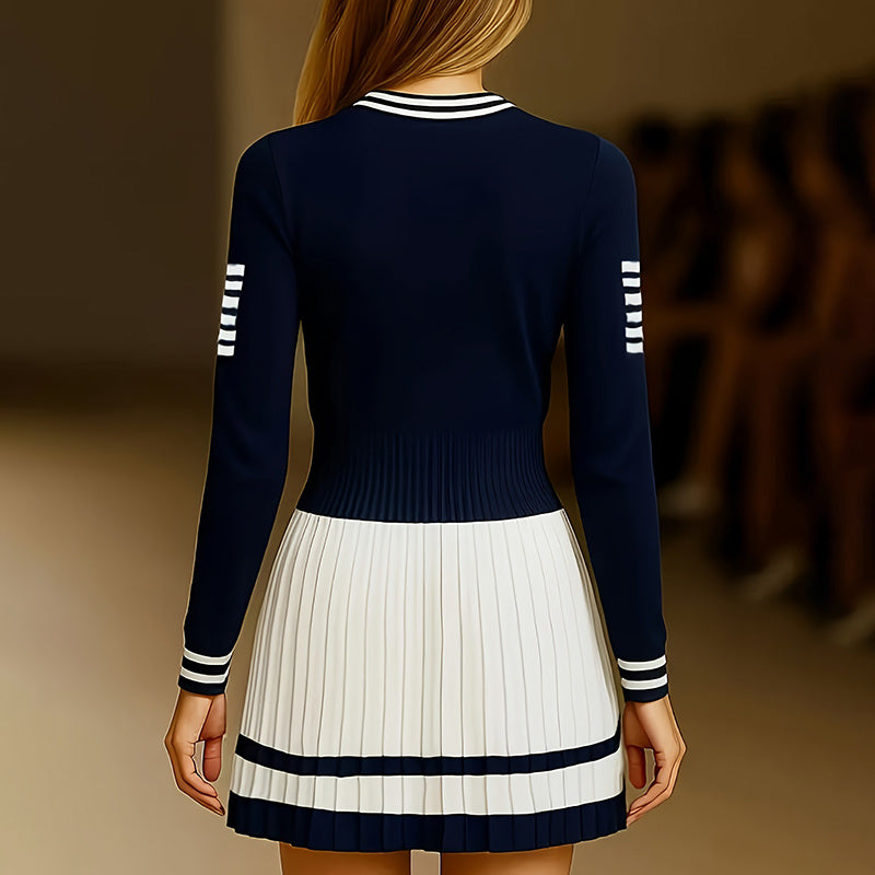 Women's long sleeve sweater dress by Plush Fashion Hub, casualwear with a cozy knit texture and a relaxed fit.