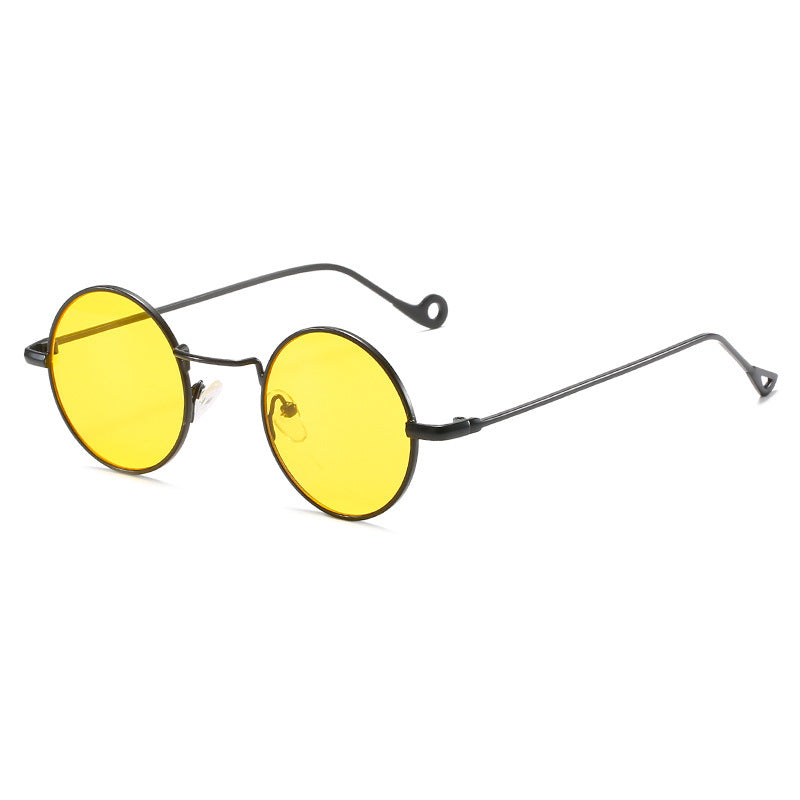 Retro round steampunk sunglasses with gothic style frames from Plush Fashion Hub, featuring vintage-inspired design and dark tinted lenses.