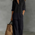 Women's polyester two-piece suit set by FitiqueFit featuring a blazer and matching pants for casualwear style.