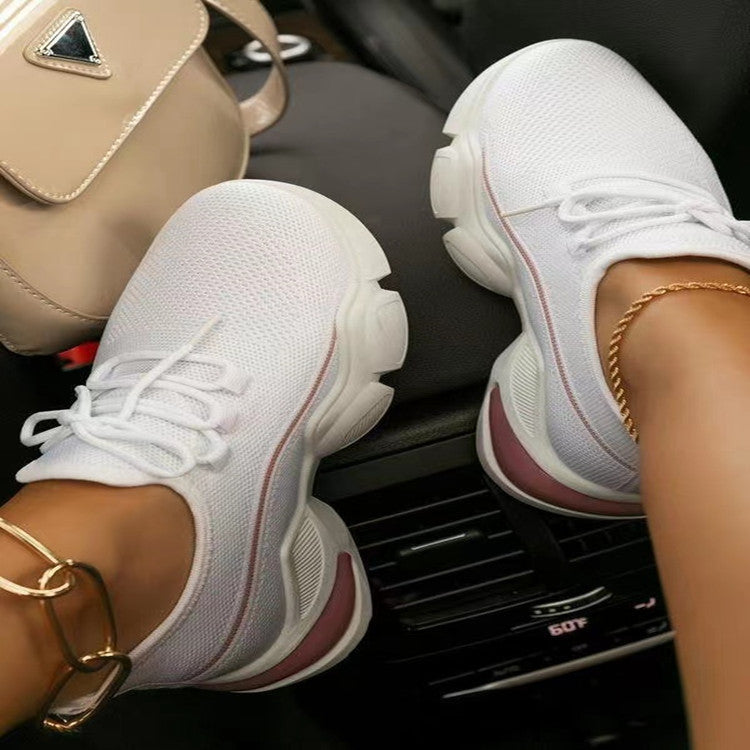 Plush Fashion Hub breathable flying woven mesh sneakers with running sole, designed for comfort and style.