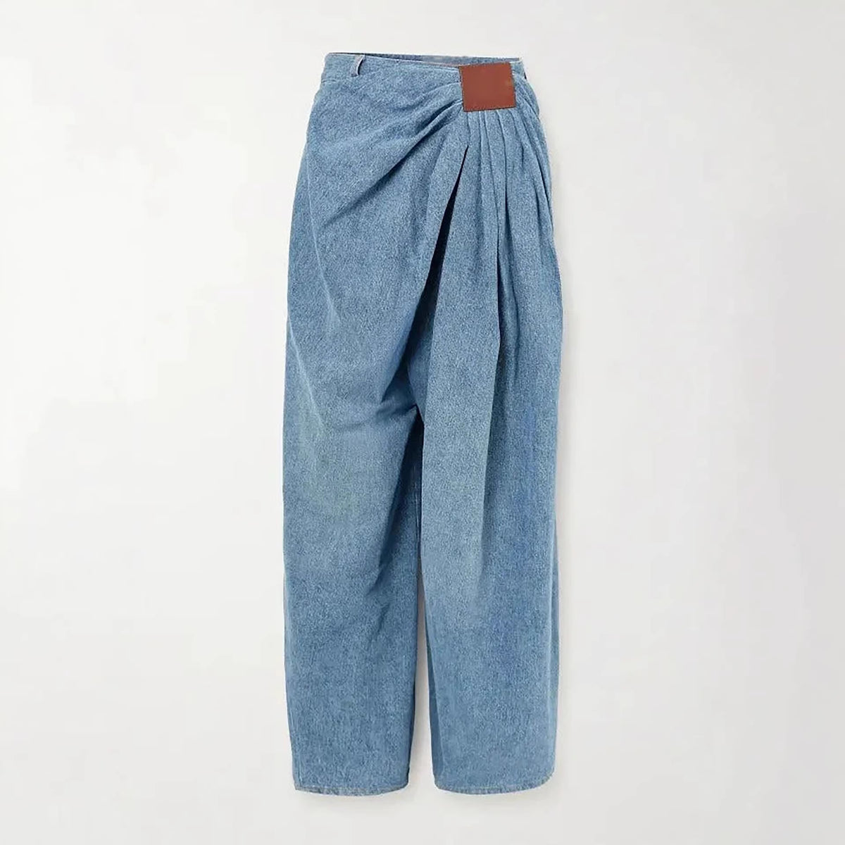 Women’s high-waisted wide-leg washed denim pants by Plush Fashion Hub, showcasing relaxed fit and stylish denim fabric.