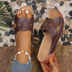 Open toe wedge sandals by Shopimist featuring a stylish design with a comfortable platform and ankle strap.