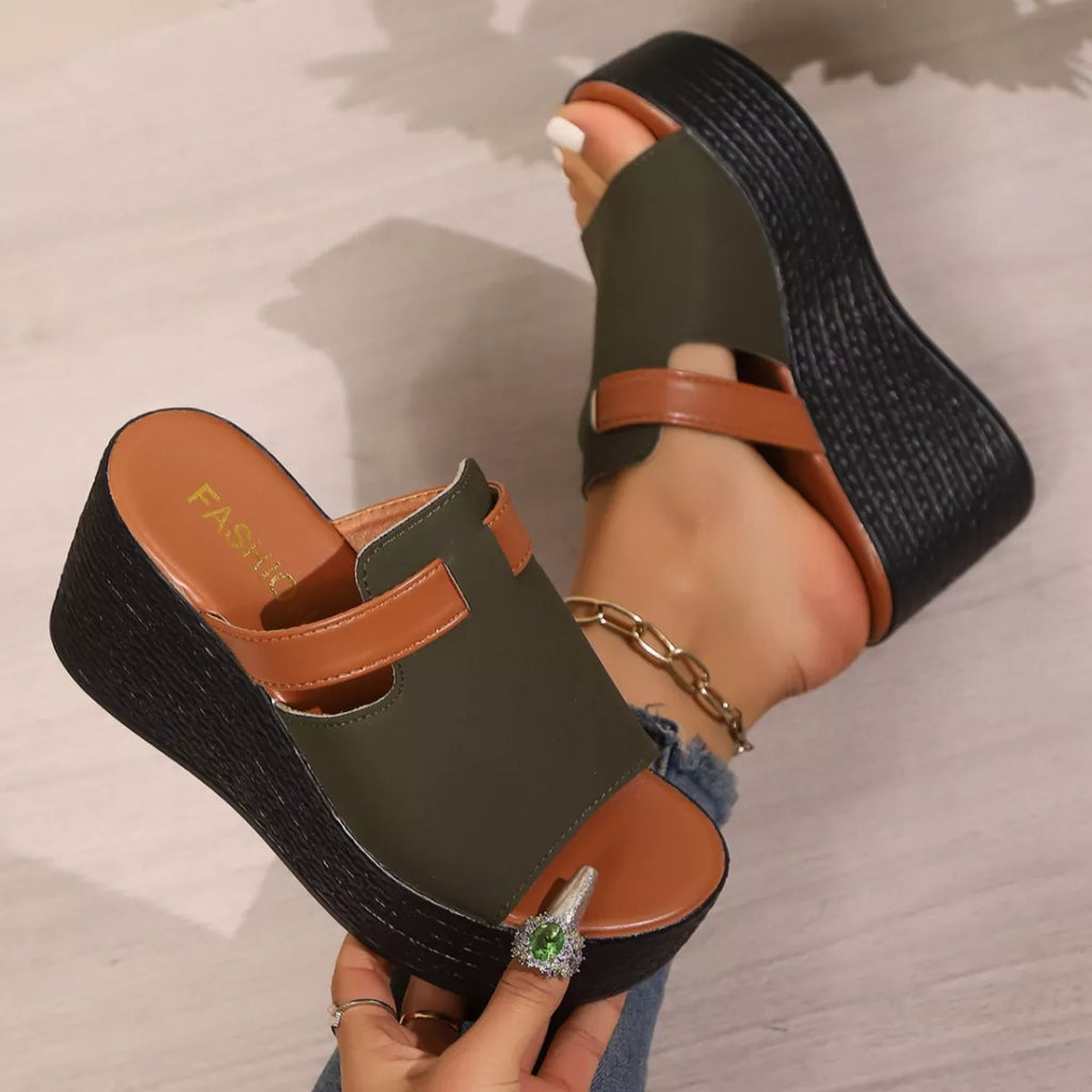 Women's open toe platform wedge sandals by Trendsi, stylish high heel summer shoes with a trendy design and comfortable fit.