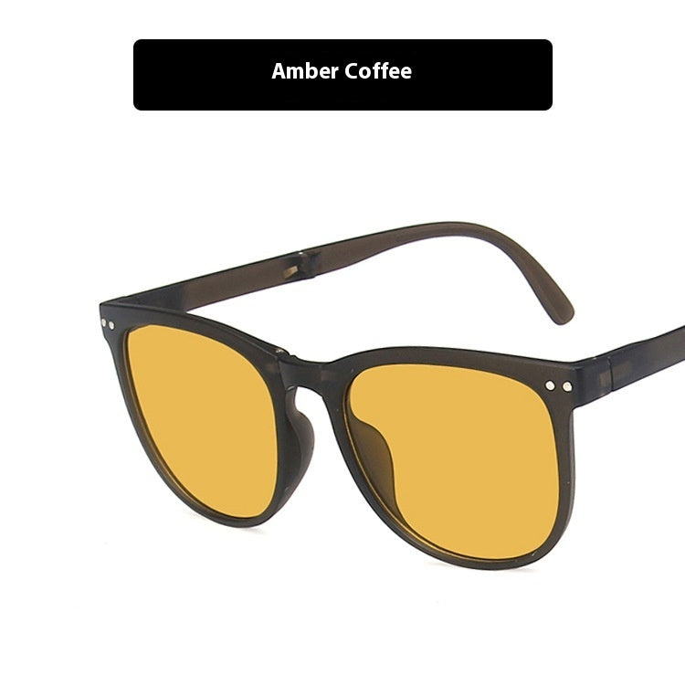 Foldable FitiqueFit sunglasses with colorful frames and case, stylish eyewear perfect for travel and everyday wear