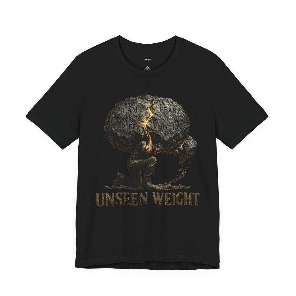 Wear Your Worship Unseen Weight Graphic T-shirt from the SEEN: Unmasked Collection, featuring bold unseen weight design on a casual tee.
