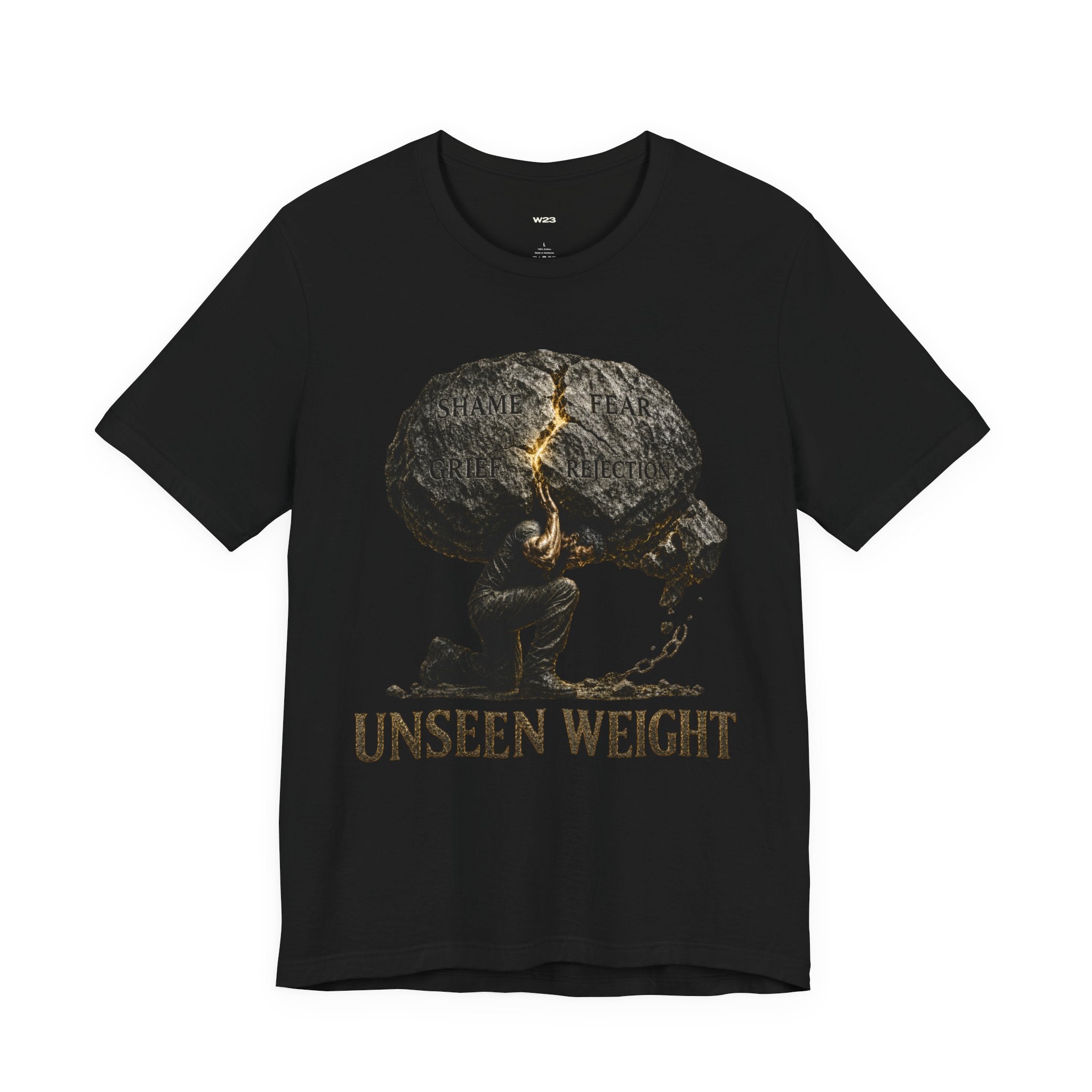 Wear Your Worship Unseen Weight Graphic T-shirt from the SEEN: Unmasked Collection, featuring bold unseen weight design on a casual tee.