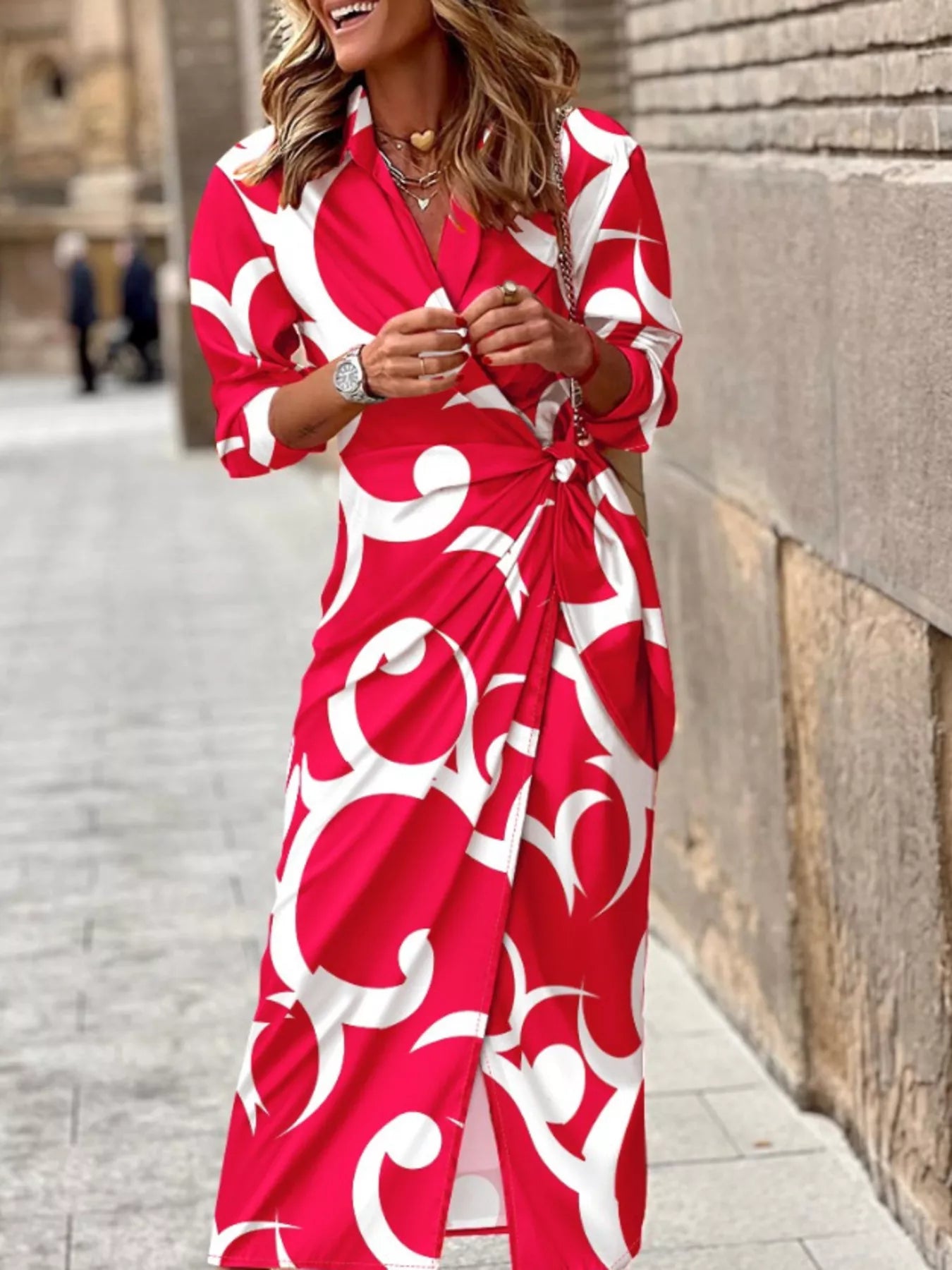 Printed collared neck shirt dress by Plush Fashion Hub, featuring a stylish button-up design and vibrant print fabric.