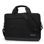Plush Fashion Hub computer bag, handbag, shoulder bag, and briefcase with sleek black design and multiple compartments.