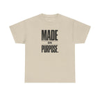 Wear Your Worship MADE ON PURPOSE graphic T-shirt featuring bold minimal faith-inspired design, unisex streetwear casual tee.