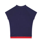Dark Blue Zipper Embellished Printed Sleeveless Top