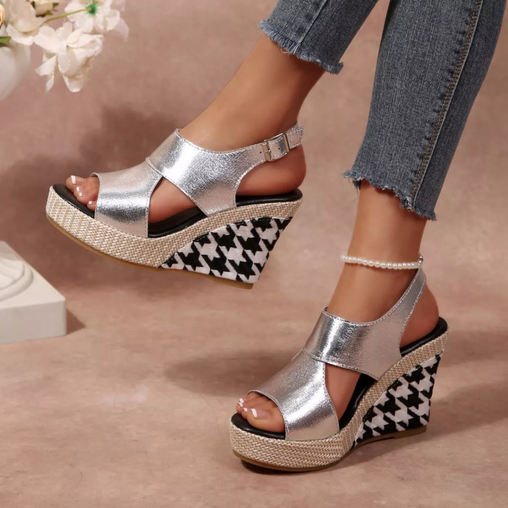 Open toe wedge sandals by Shopimist featuring cork heel and leather straps, perfect for summer casual wear.