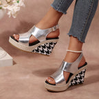 Open toe wedge sandals by Shopimist featuring cork heel and leather straps, perfect for summer casual wear.