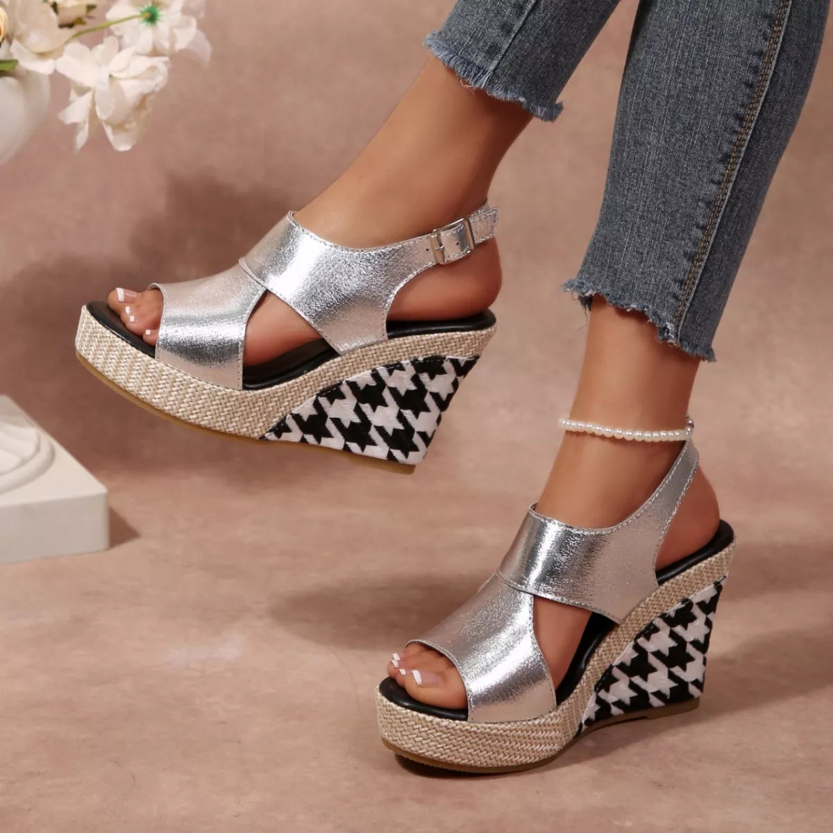 Open toe wedge sandals by Shopimist featuring cork heel and leather straps, perfect for summer casual wear.