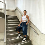 Women's Washed Denim Drawstring Elastic Waist Casual Pants