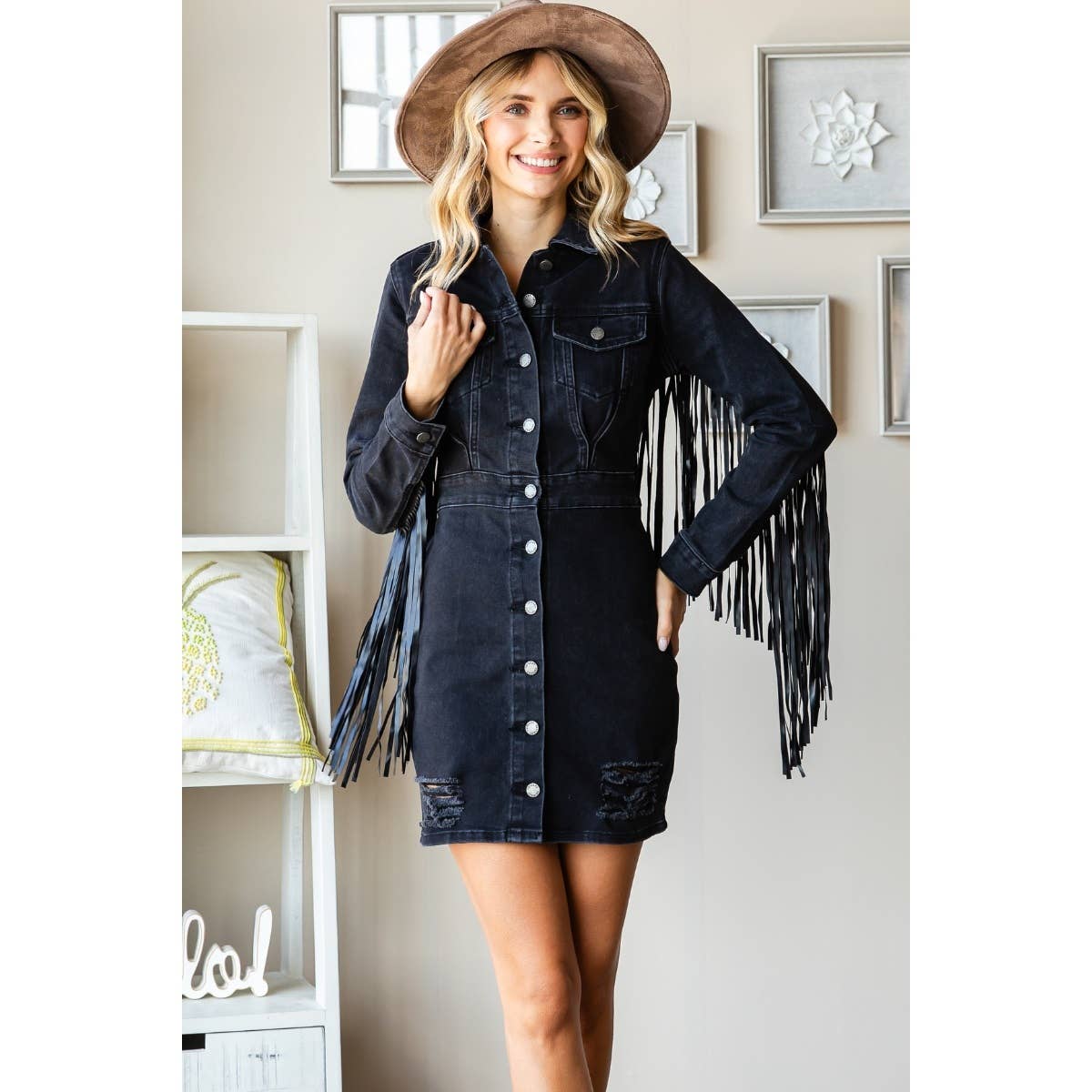 Fringe Western Black Mini Dress Pretty Little Patriot