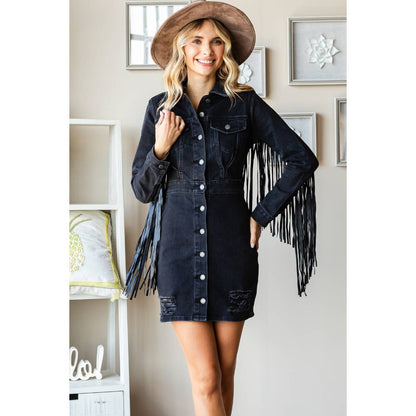 Fringe Western Black Mini Dress Pretty Little Patriot