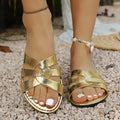 Shopimist open toe sandals featuring stylish straps and a comfortable flat sole, perfect for casual summer wear.