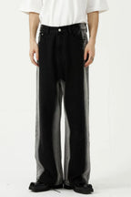 Trendsi side contrast jeans with front pockets, stylish denim with contrasting side panels and functional pockets.
