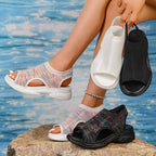 Open toe platform sandals by Shopimist featuring chunky heels and stylish design, perfect for summer footwear.