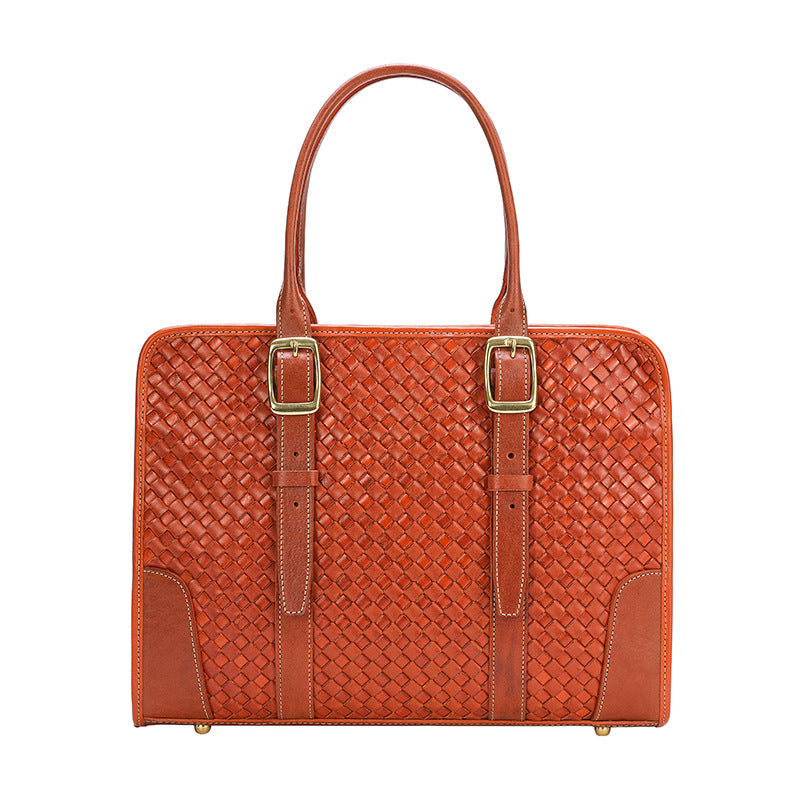 Women's hand-woven leather handbag by LadyShow.Store, made from vegetable-tanned full-grain cowhide leather.
