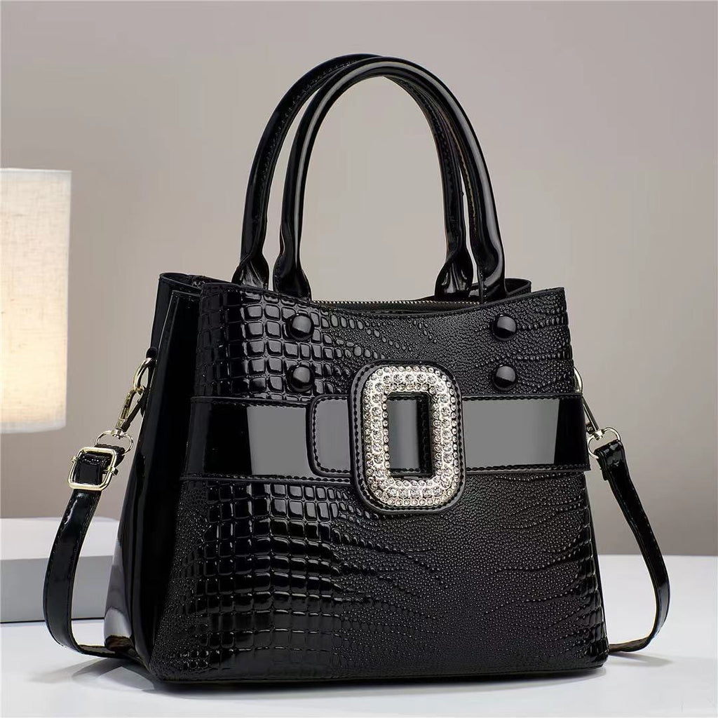 Lizard Patterned Mini Bucket Crossbody Bag with Zipper