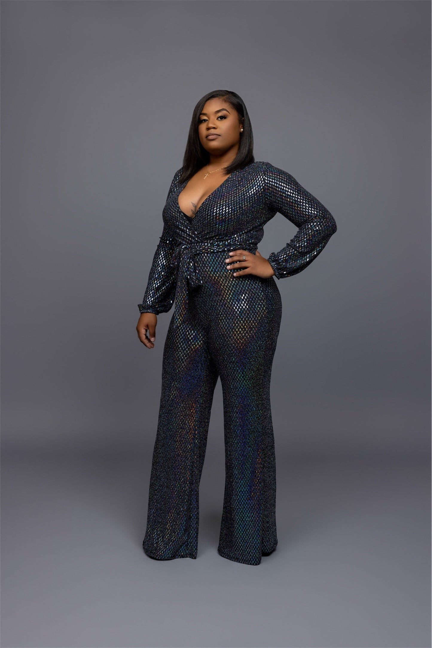 Silver Glitz & Glam Jumpsuit The Bella Noire Store