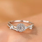 Sterling silver layered ring with a 1-carat moissanite gemstone, featuring a sleek design and sparkling stone for elegant style.