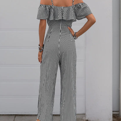 Black & White Stripe Lotus Jumpsuit Pretty Little Patriot