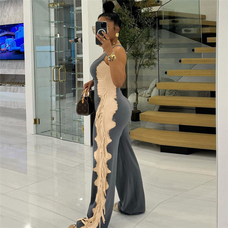 Tassel sleeveless jumpsuit