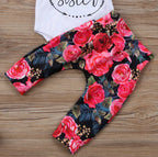 Girls' autumn 3-piece cotton romper set with a matching headband, featuring a two-piece style perfect for fall weather.