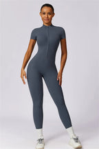 Fitglutes Activewear Mia Belle jumpsuit in black, fitted gym jumpsuit with athletic design for workout and activewear.