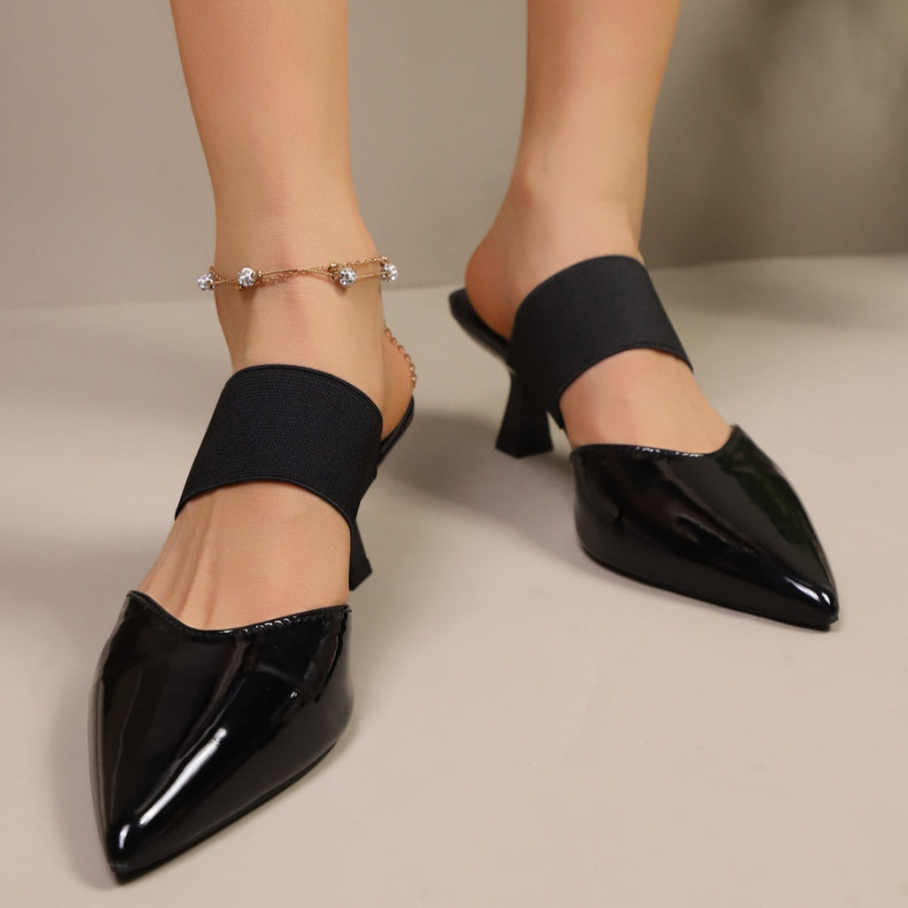 Shopimist point toe flare heel sandals featuring sleek design, open toe, and stylish high heel for elegant summer footwear.