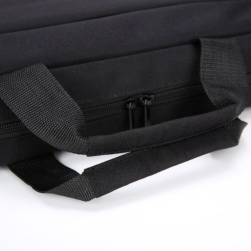 Plush Fashion Hub computer bag with handbag and shoulder strap, stylish briefcase design in black faux leather for professional use.