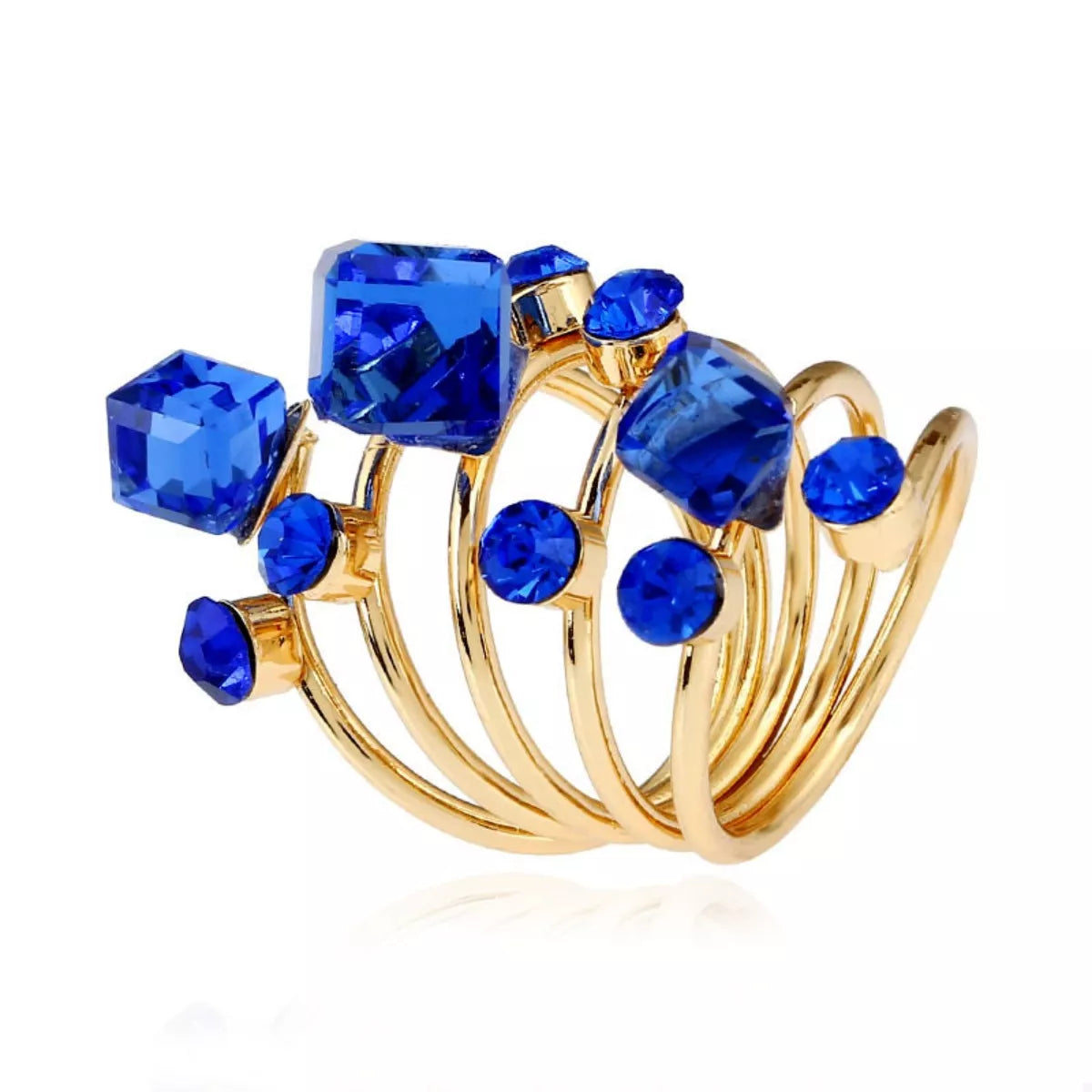 Multi-layered 18K gold-plated ring with intricate designs, showcasing a stylish and elegant jewelry piece by Shopimist.