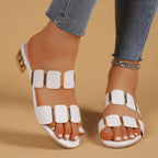 Comfortable women's open toe block heel sandals by Plush Fashion Hub, featuring a stylish low heel and dress shoe design.