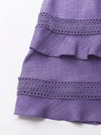 Shopimist lace detail V-neck mini dress featuring a fitted silhouette and intricate lace accents, perfect for stylish occasions.