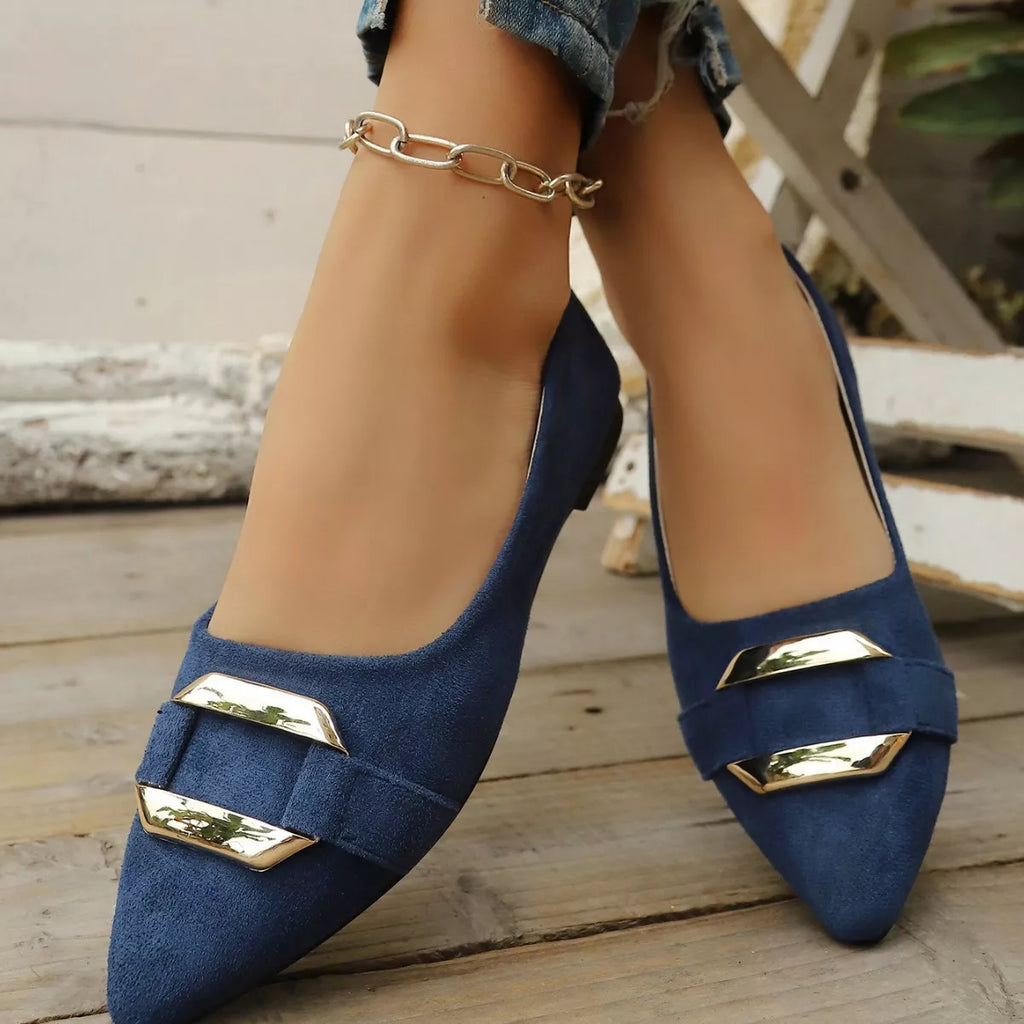 Point toe flats slip-on sandals from Plush Fashion Hub, featuring a sleek design and comfortable fit.