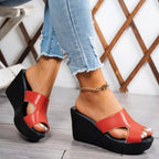 Open toe wedge sandals by Shopimist featuring a stylish design with a comfortable heel and ankle strap, perfect for summer wear.