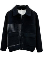 Men's plus size button-up long sleeve jacket by Shopimist, featuring a classic fit, collar, and front buttons.
