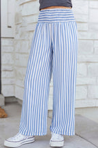 Light beige Brooke loose summer pants by Threaded Pear, featuring a relaxed fit and wide-leg style for comfortable casual wear.