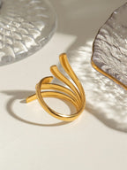 18K Gold-Plated Stainless Steel Irregular Open Ring